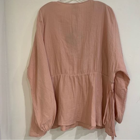 Ava & Viv Top Women's Plus Size 2X Balloon L/S Blush Color V Neck ** 1 Flaw ** - Picture 7 of 13